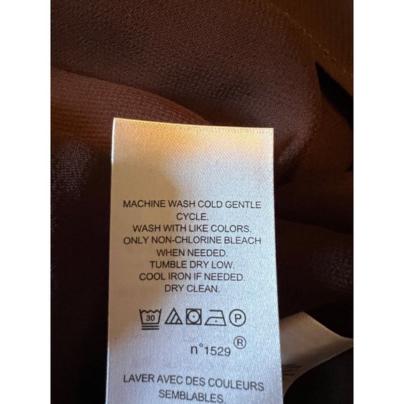 Ralph Lauren Midi Dress 2 Silky Brown Short Sleeve Belted Career Washable - Picture 10 of 10